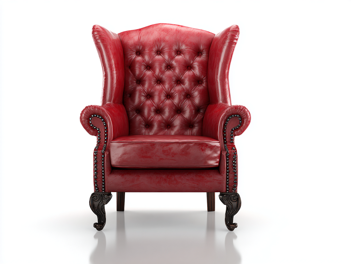 Poltrona a orecchioni-pelle-legno-91x88x118 cm-rosso-stile barocco-Lotiihome