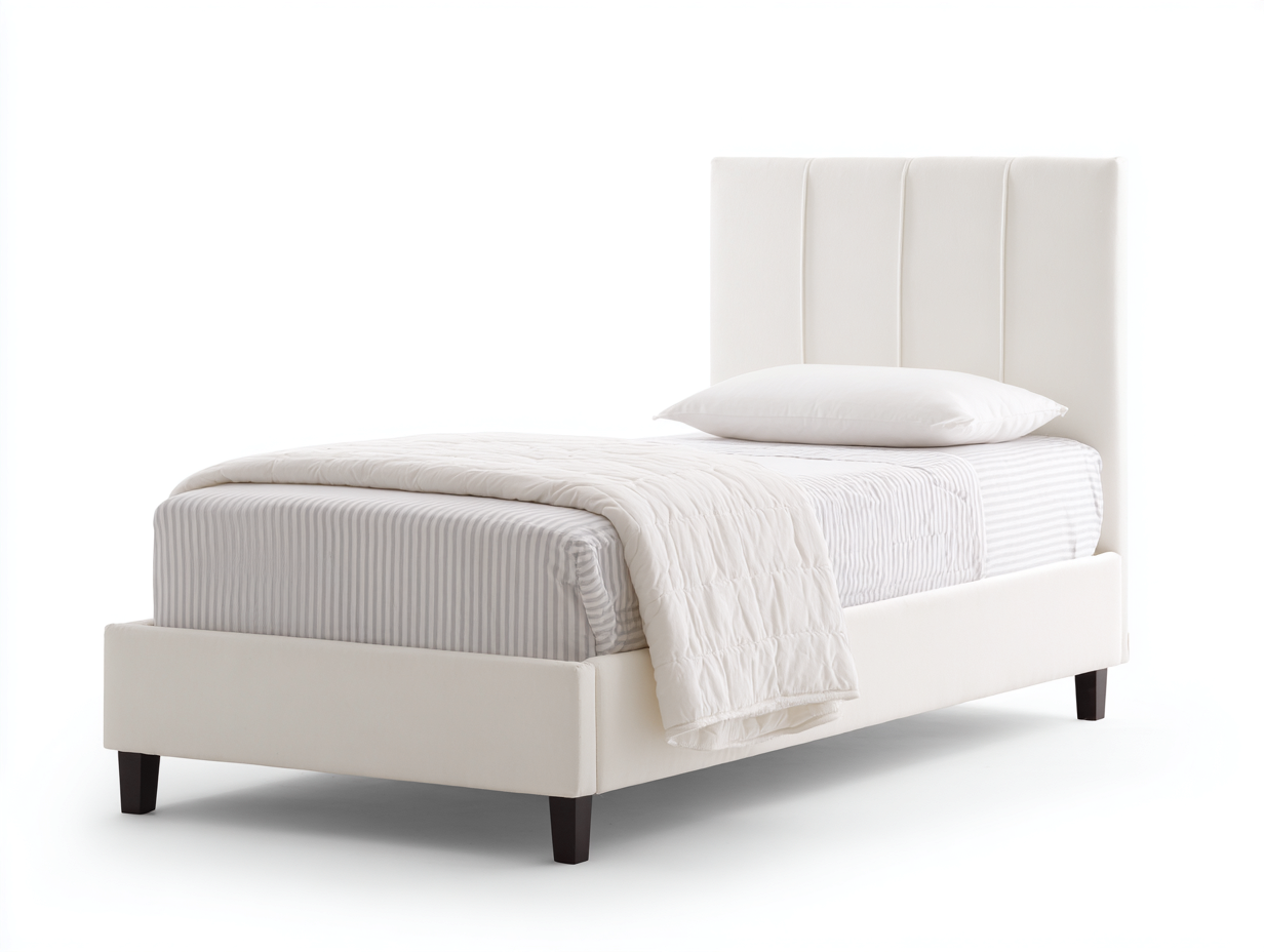 Letto singolo - Pelle sintetica-Legno - 207x101x118 cm - Bianco-Marrone scuro - Moderno-Lotiihome