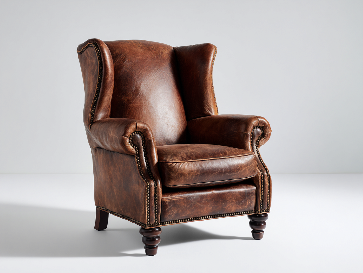Poltrona a orecchioni-pelle-legno-85x92x114 cm-marrone cognac-stile tradizionale-Lotiihome