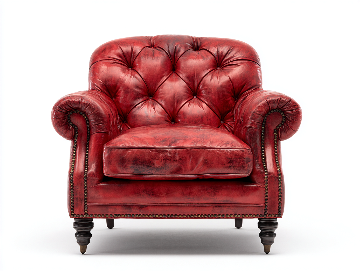 Poltrona a orecchioni-pelle-legno-90x92x96 cm-rosso-stile capitonné-Lotiihome