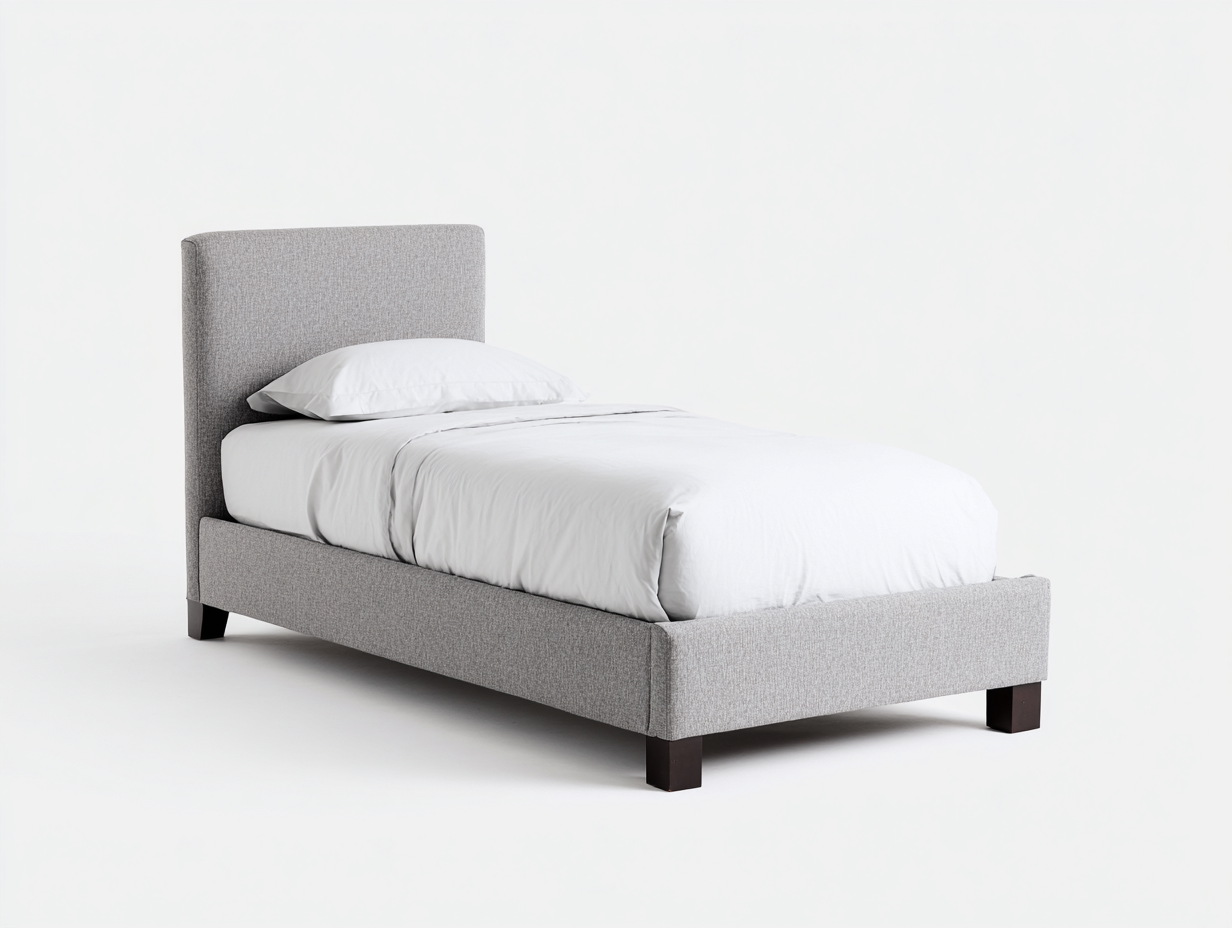 Letto singolo - Tessuto-Legno - 206x100x108 cm - Grigio chiaro-Marrone scuro - Moderno-Lotiihome