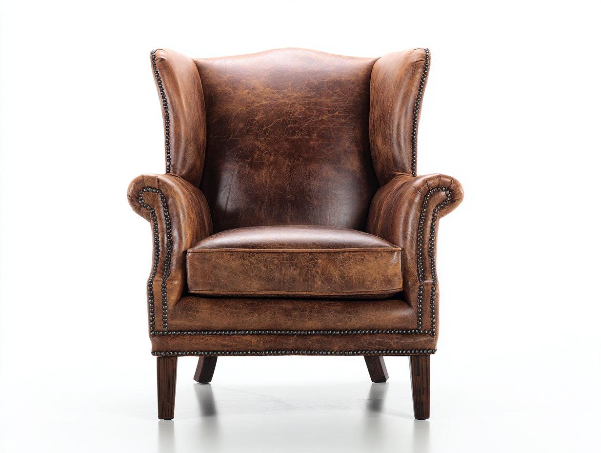 Poltrona a orecchioni-pelle-legno-85x87x107 cm-marrone cognac-stile classico-Lotiihome