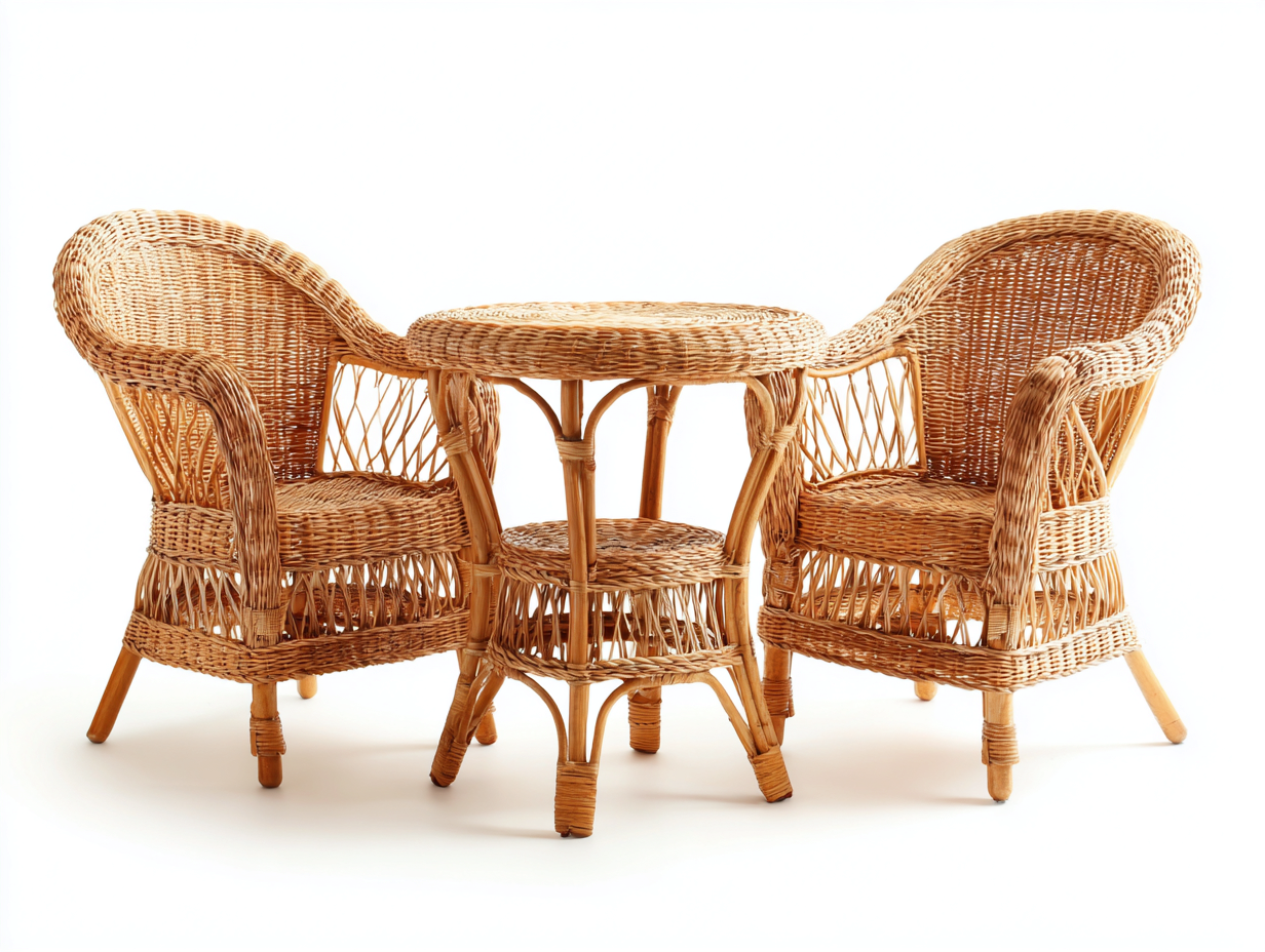 Set da pranzo da esterno - rattan-vimini - 70x70x74 cm - miele naturale - boho da terrazza-Lotiihome