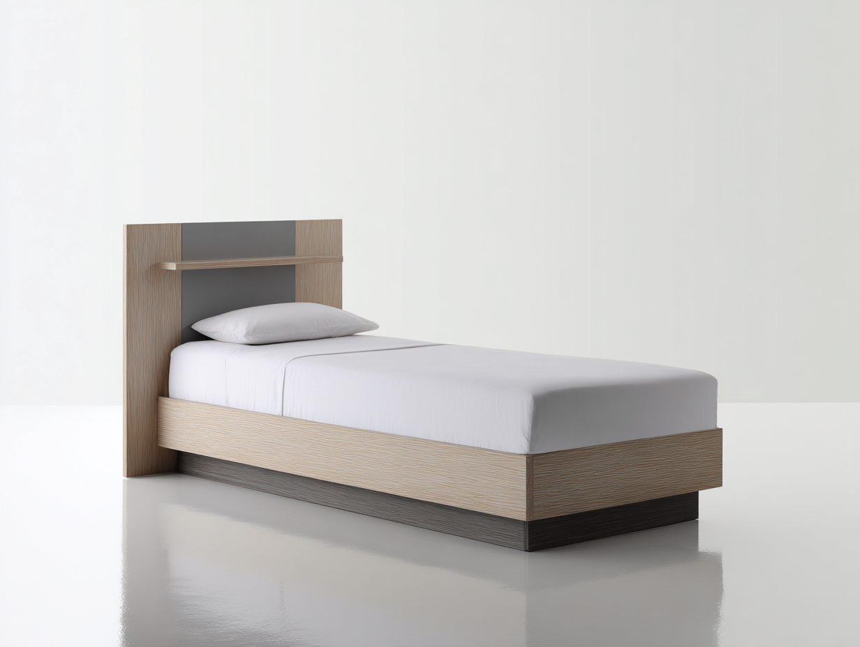 Letto singolo - Legno composito - 208x98x105 cm - Rovere chiaro-Grigio scuro-Marrone scuro - moderno-Momozihome