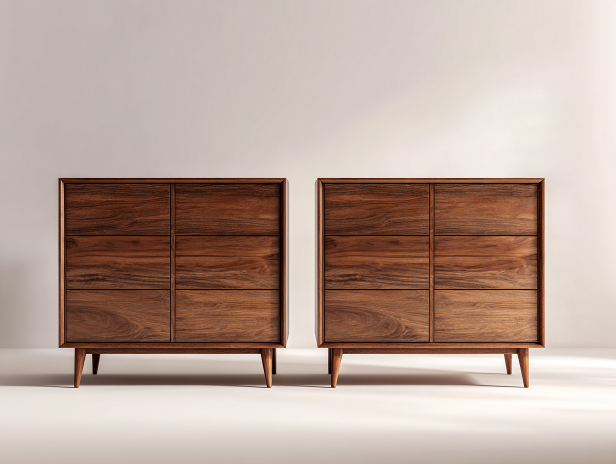 Cassettiera-Legno-120 x 42 x 76 cm-Marrone-Design metà secolo-Momozihome