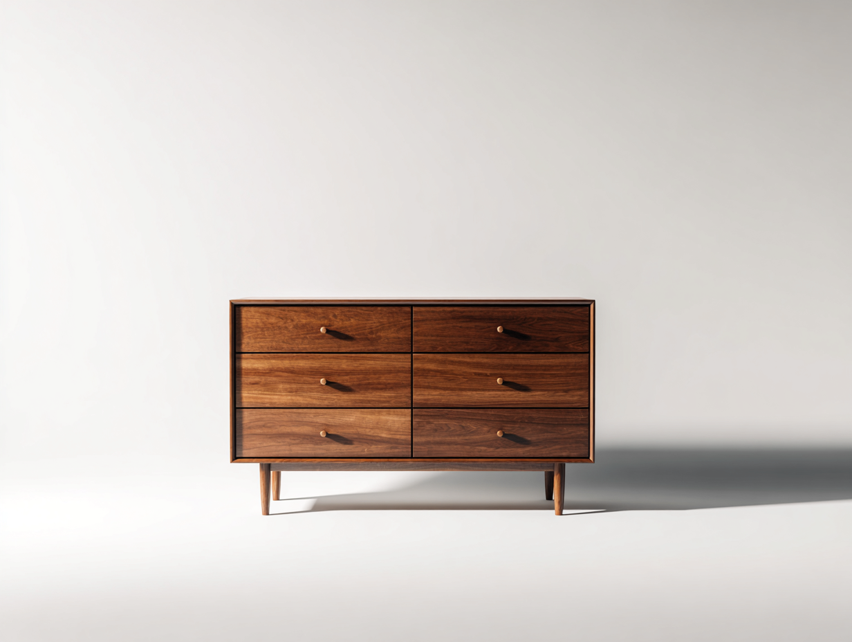 Cassettiera-Legno-Metallo-138 x 43 x 76 cm-Marrone-Oro-Design metà secolo-Momozihome