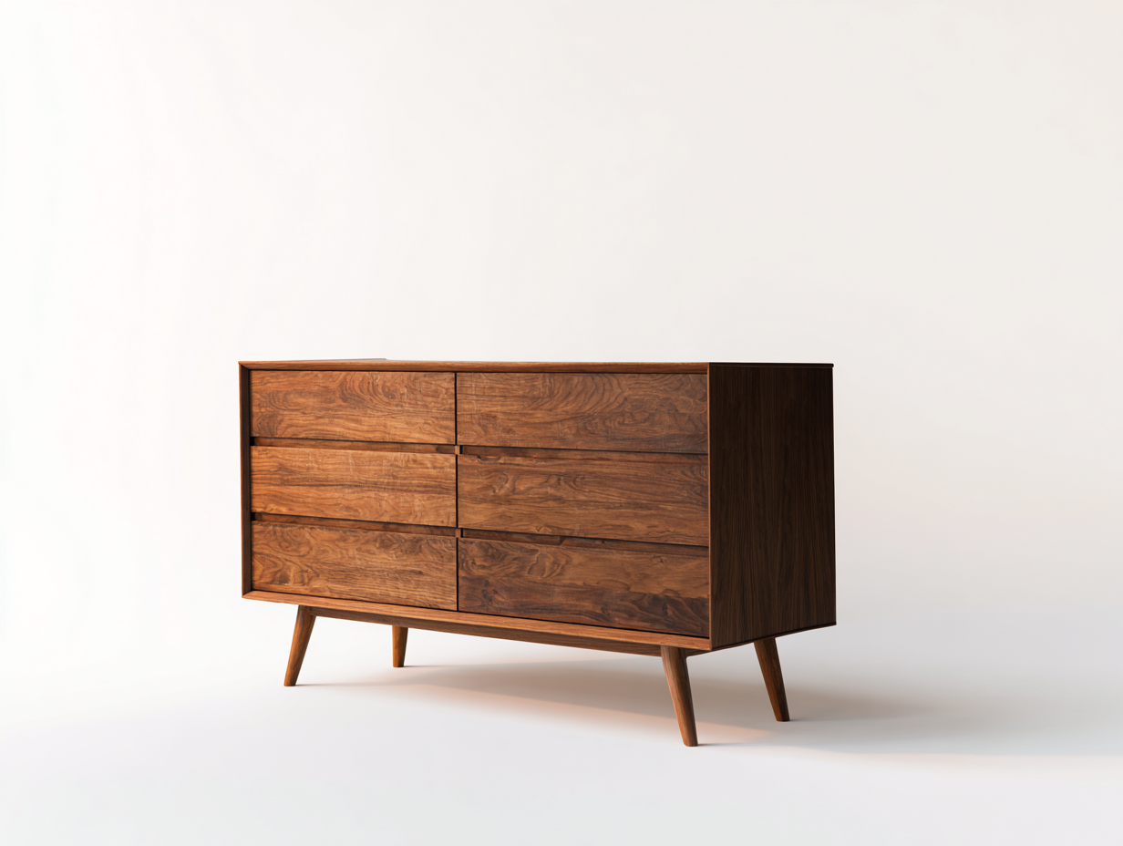 Cassettiera-Legno-142 x 44 x 77 cm-Marrone-Design metà secolo-Momozihome