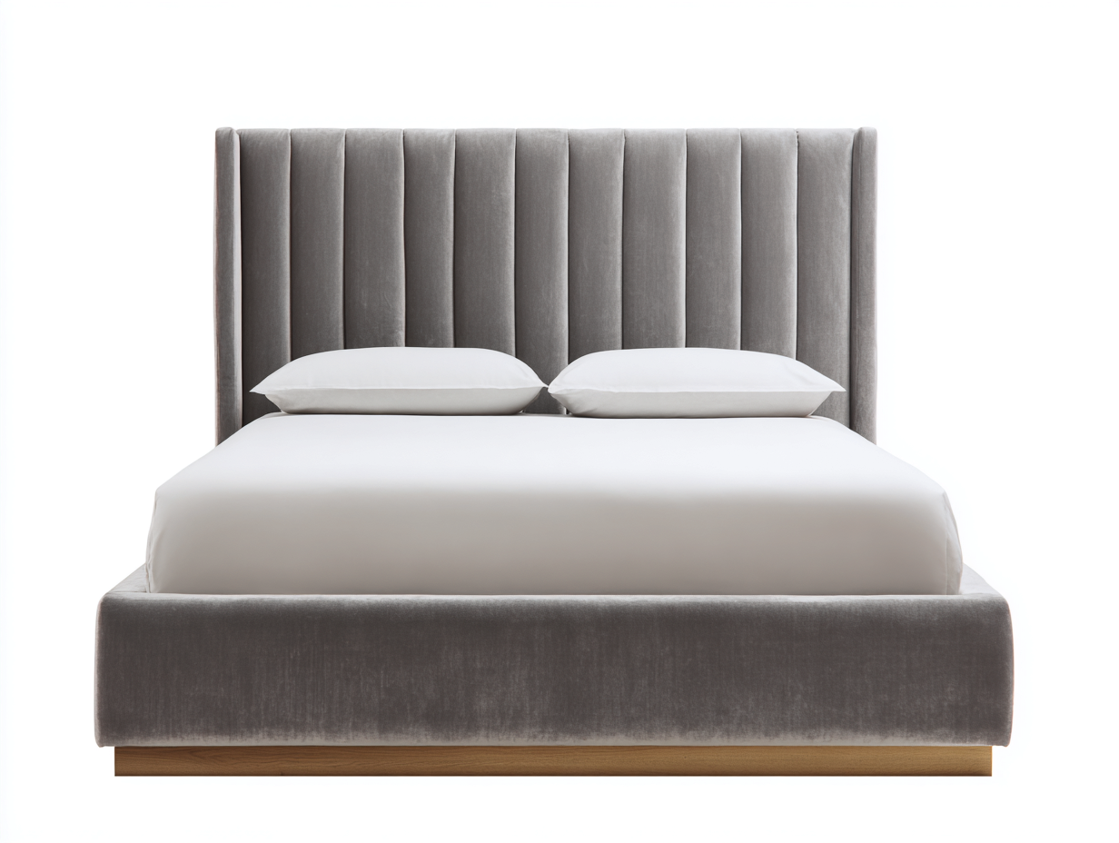 Letto matrimoniale-Tessuto-Legno-Metallo-218 x 170 x 118 cm-Grigio-Marrone-Design moderno-Momozihome