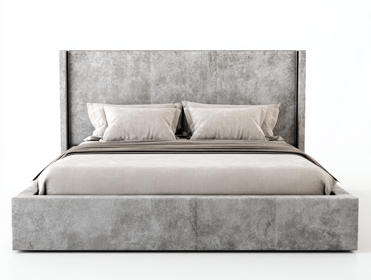 Letto matrimoniale-Tessuto-Legno-Metallo-221 x 173 x 108 cm-Grigio-Design moderno-Momozihome