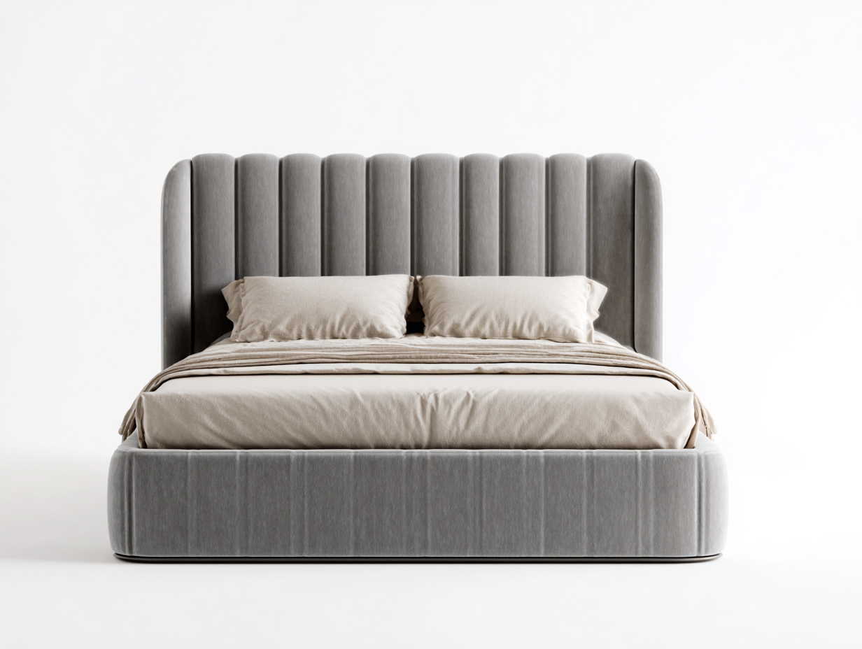 Letto matrimoniale-Tessuto-Legno-Metallo-219 x 171 x 115 cm-Grigio-Design moderno-Momozihome