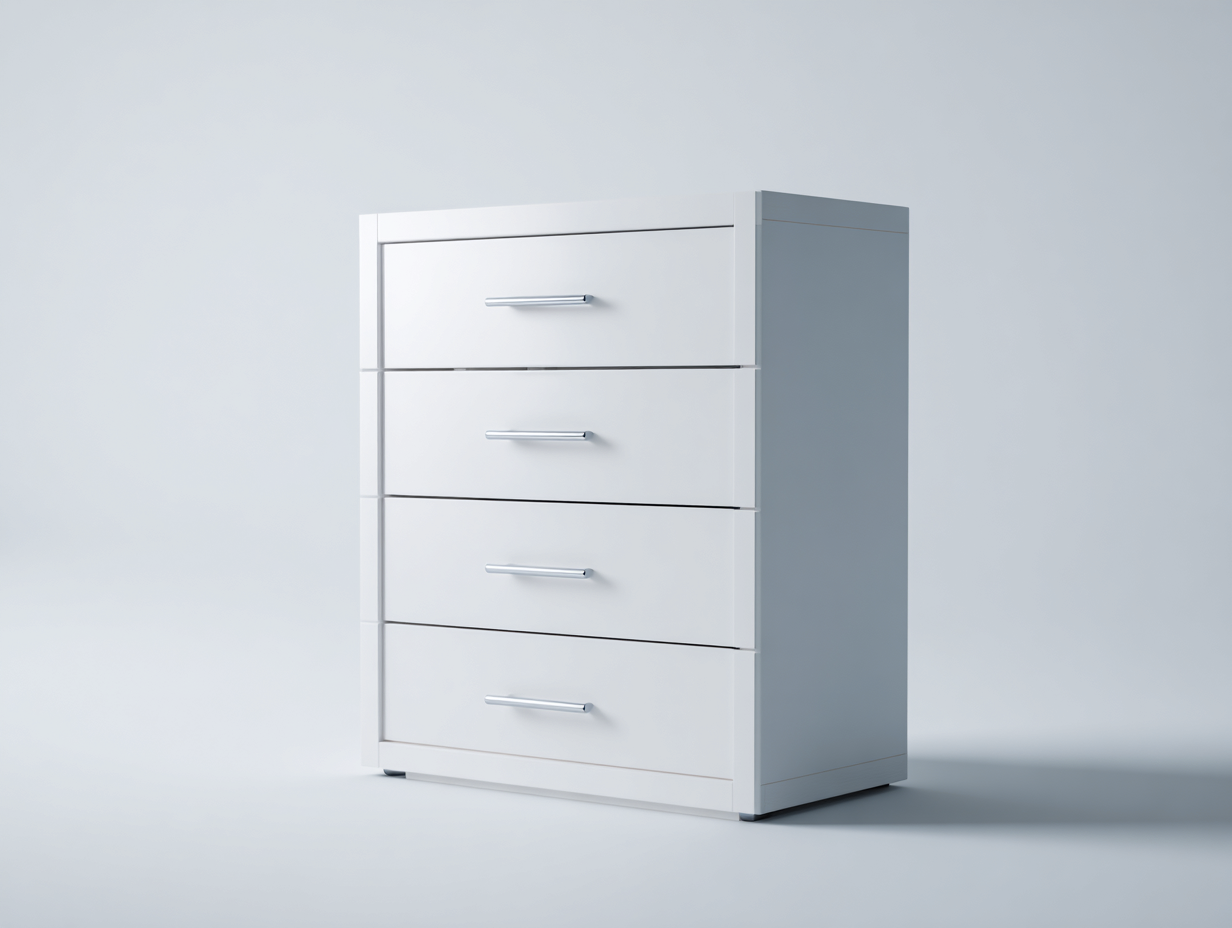 Cassettiera-Legno-Metallo-84 x 40 x 95 cm-Bianco-Argento-Design moderno-Momozihome