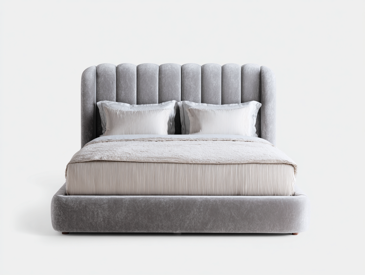 Letto matrimoniale-Tessuto-Legno-Metallo-217 x 169 x 114 cm-Grigio-Design moderno-Momozihome