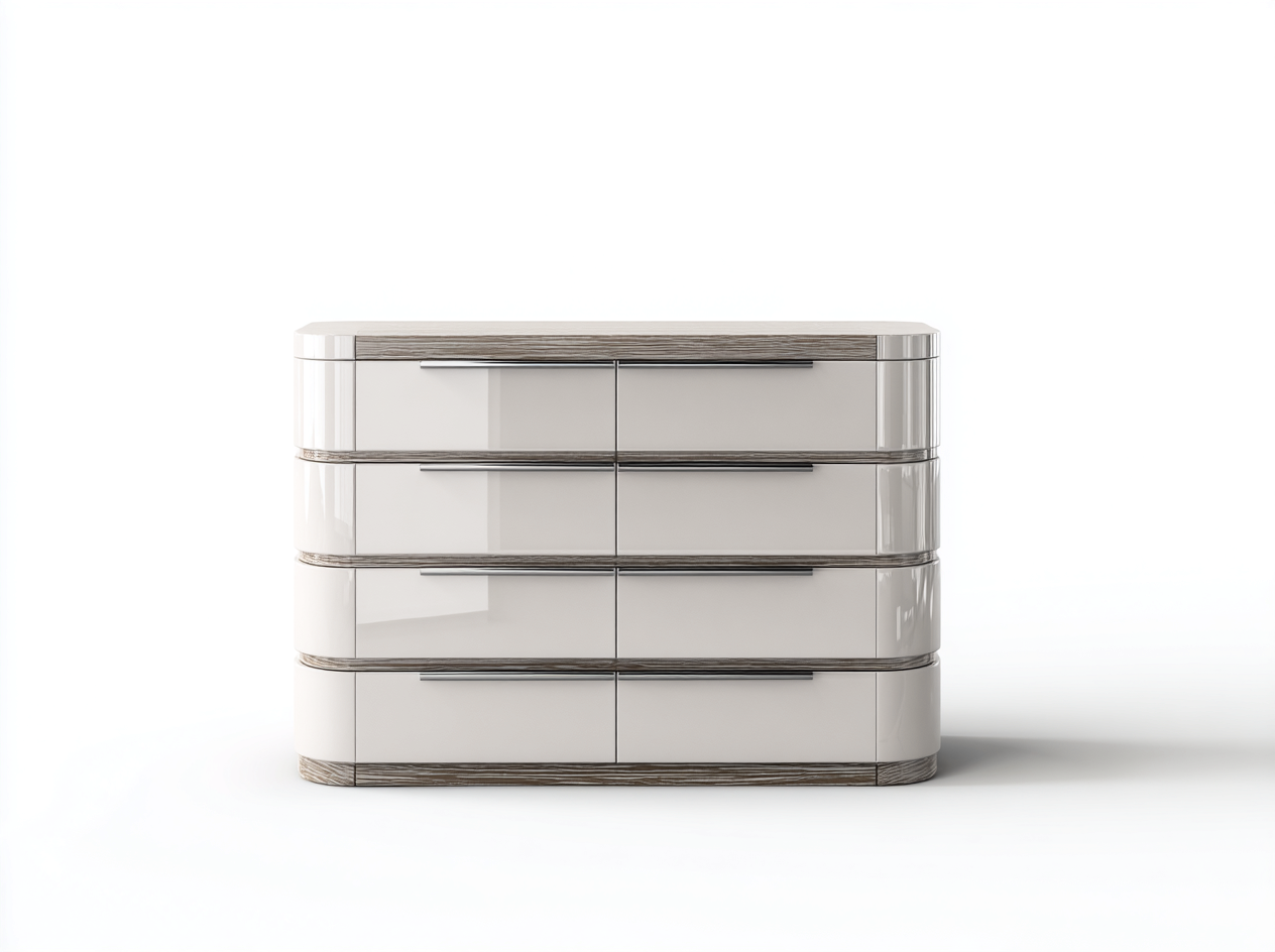 Cassettiera-Legno-112 x 43 x 91 cm-Bianco-Grigio-Design moderno-Momozihome