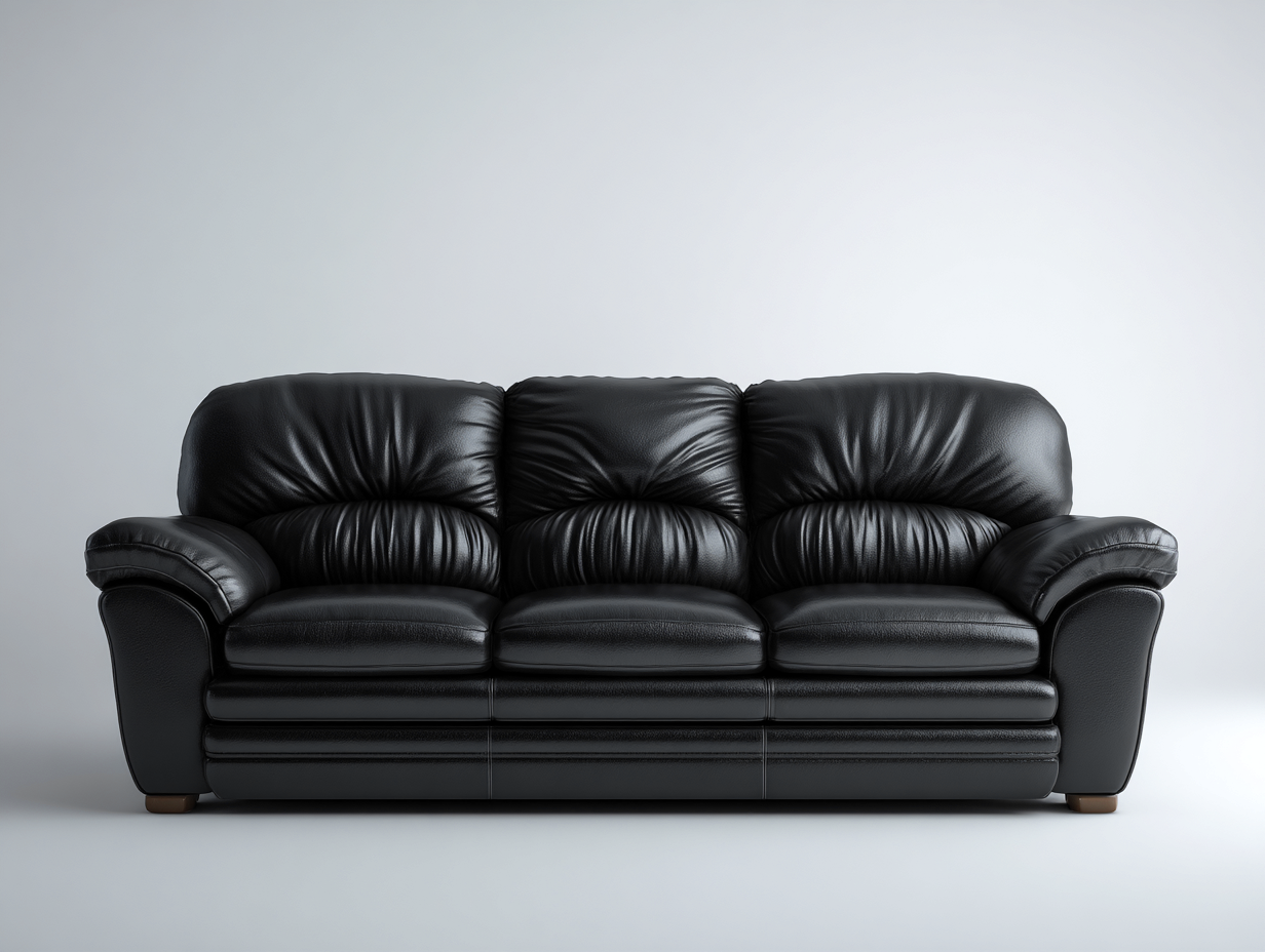 Sofás 3 plazas tapizados en piel sintética 218x94x90 cm negro para salón - confort clásico-Sarasohaus