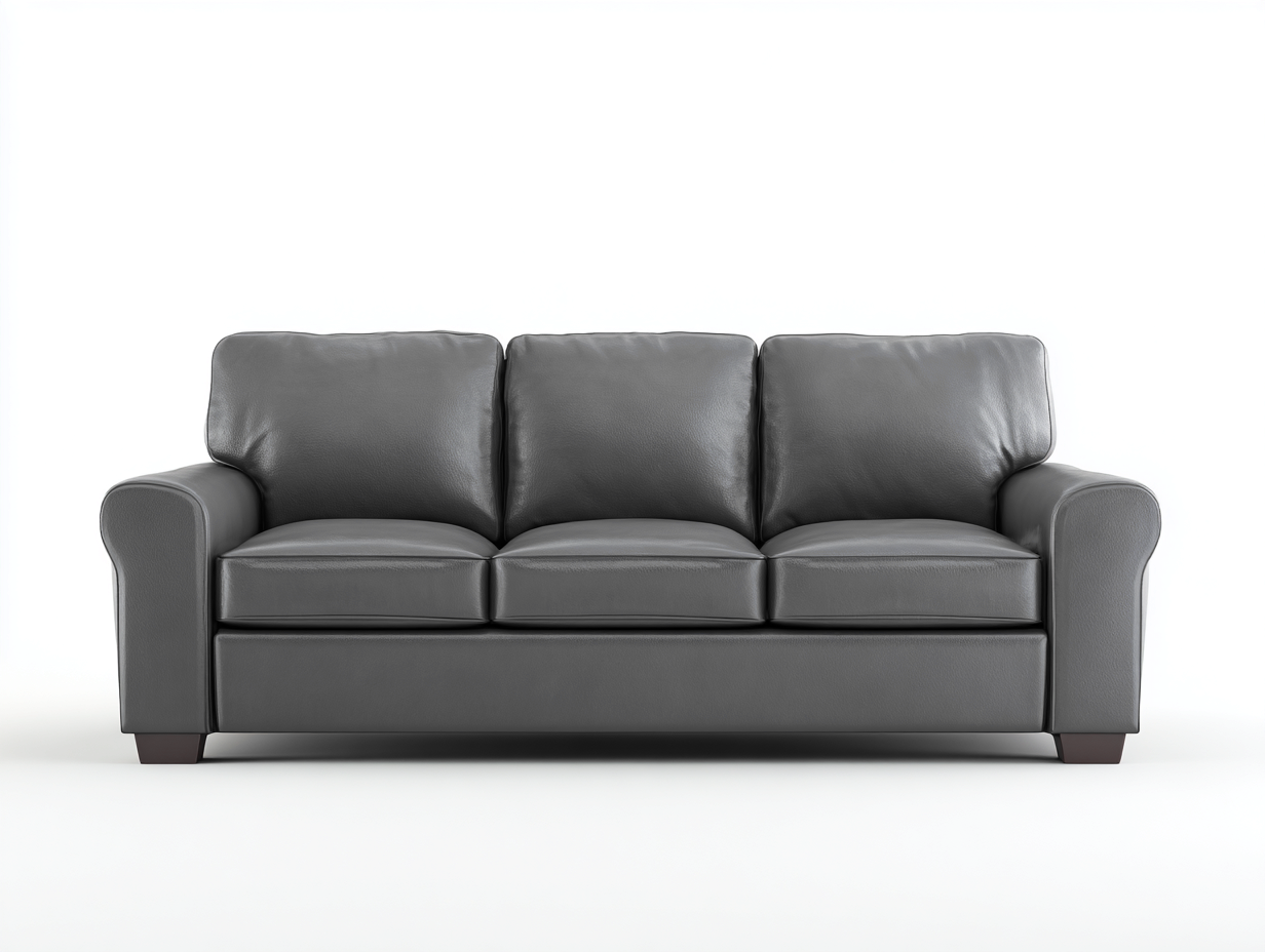Sofás 3 plazas 210x92x88 cm cuero sintético color gris para salón con cojines acolchados - diseño moderno-Sarasohaus
