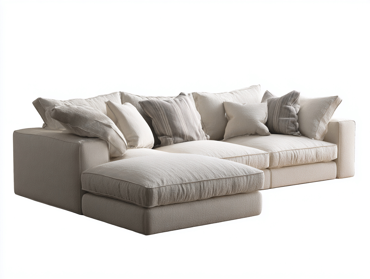 Sofá de esquina tapizado 285x175x82 cm para salón - beige - diseño moderno modular-Sarasohaus