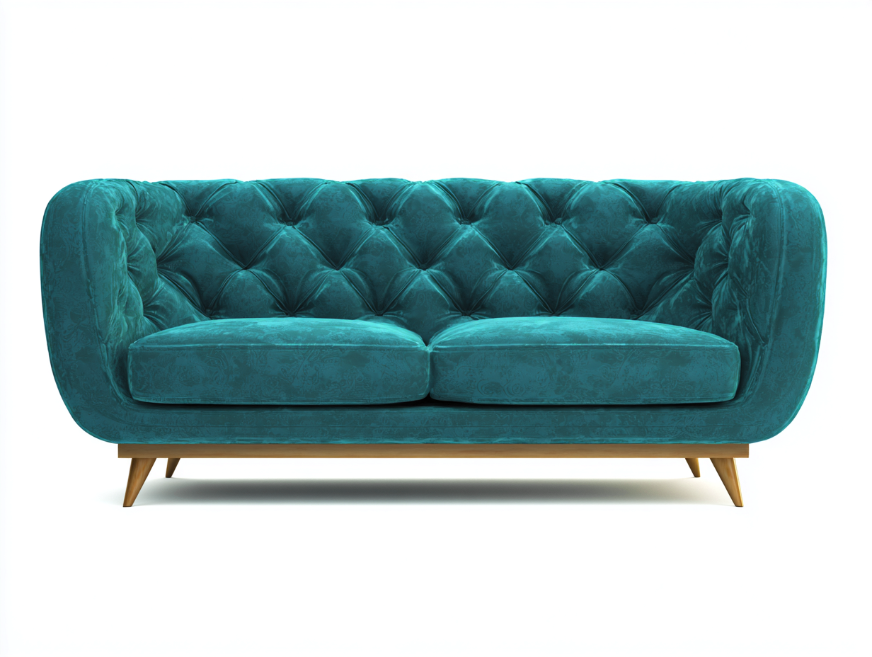 Sofá 2 plazas tapizado 135x80x76 cm para salón - verde azulado-dorado - estilo Chesterfield moderno-Sarasohaus