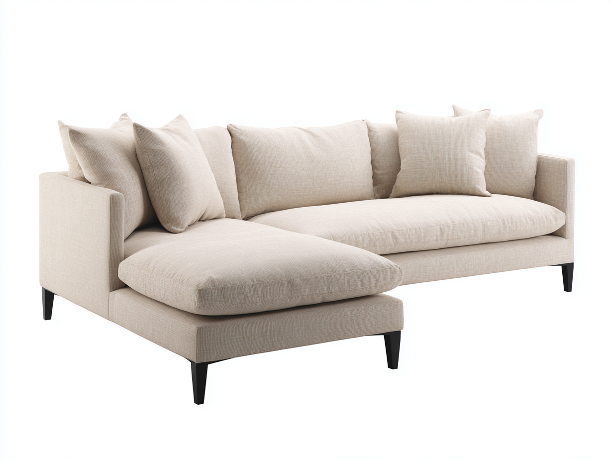 Sofás de esquina de tela 280x165x82 cm beige y negro para salón - diseño moderno con chaise longue-Sarasohaus