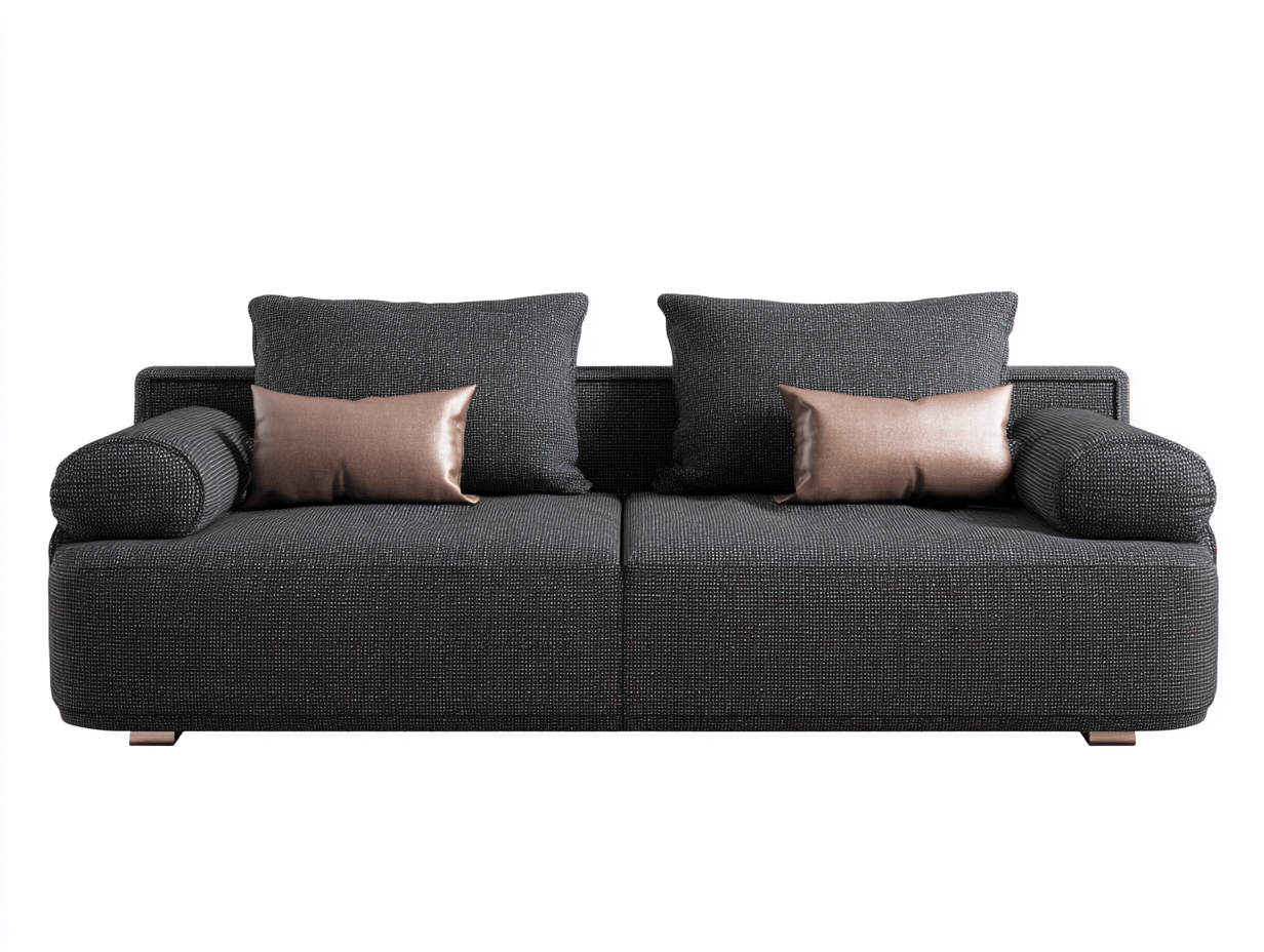 Sofás 2 plazas de tela 190x88x78 cm gris y marrón para salón - diseño moderno con brazos acolchados-Sarasohaus