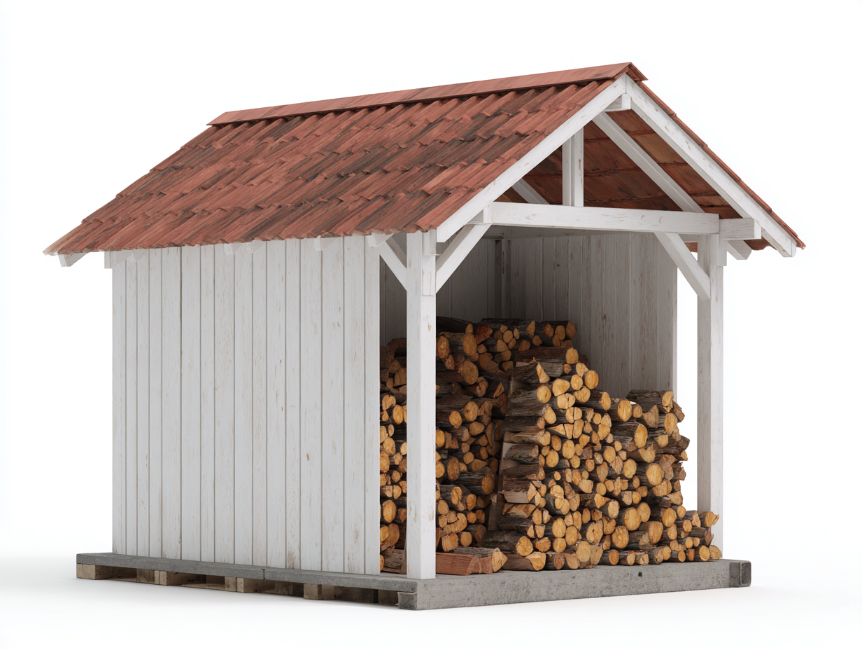 Kaminholzregal Holz 240x120x220 cm - Weiß-Braun - Großes Überdachtes Outdoor Design-Tavoraiahome