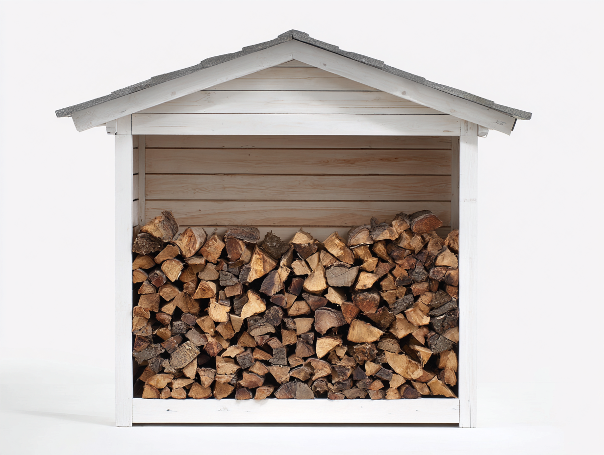 Kaminholzregal 190x70x185 cm - Holz in Weiß-Braun-Grau - rustikaler Unterstand mit Satteldach-Tavoraiahome