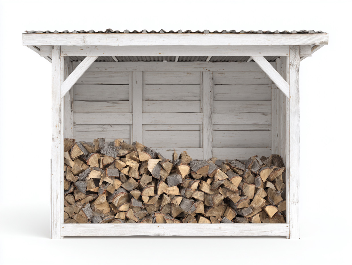 Kaminholzregal Massivholz 180x60x170 cm - Weiß - Überdachtes Outdoor Design-Tavoraiahome
