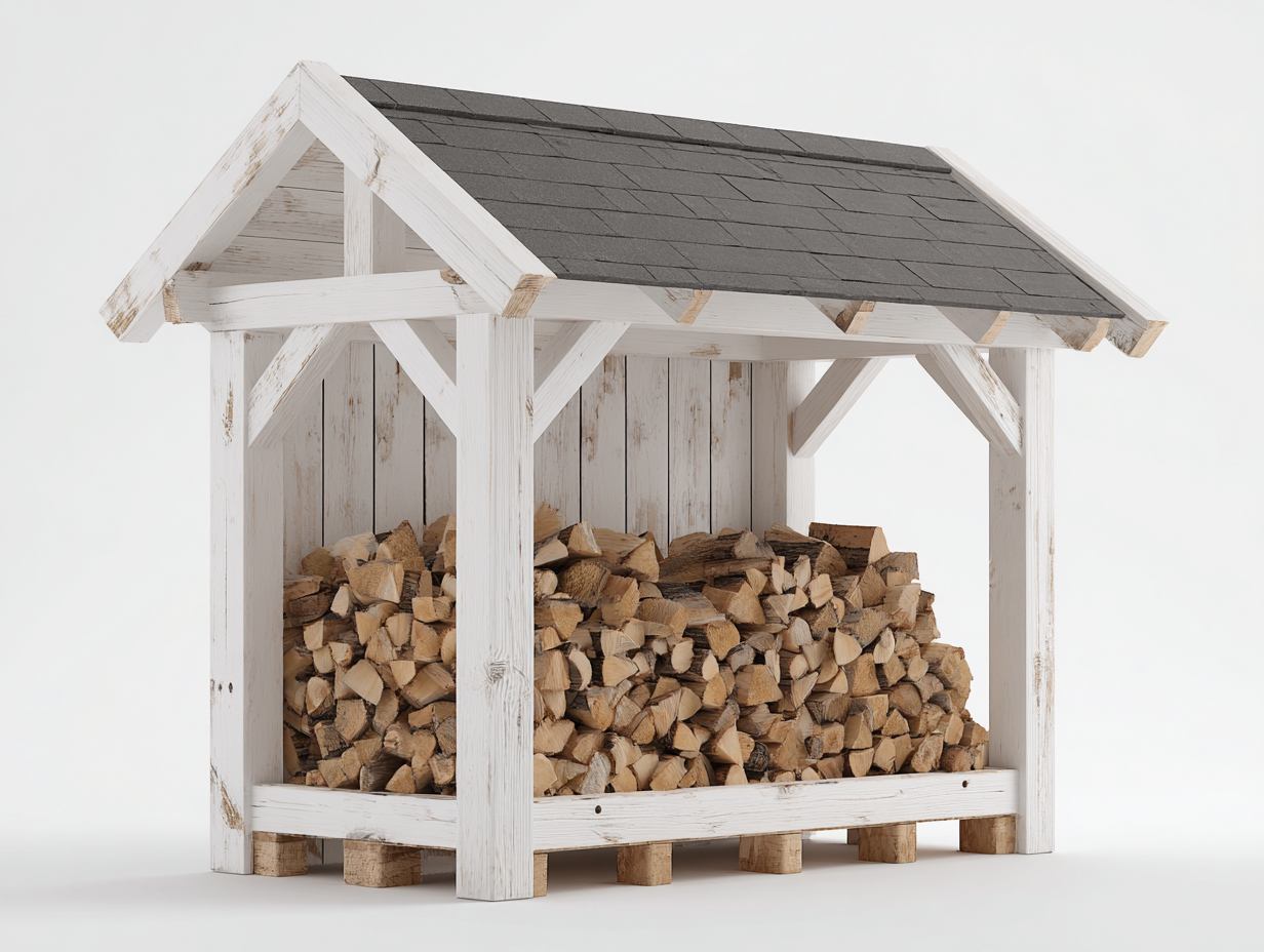 Kaminholzregal Holz 176x78x188 cm - Weiß-Naturholz - rustikaler Gartenstil-Tavoraiahome