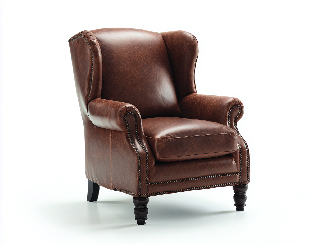 Ohrensessel Lederoptik 84x92x107 cm - Braun - Klassisches Design für Wohnzimmer-Vitiospace