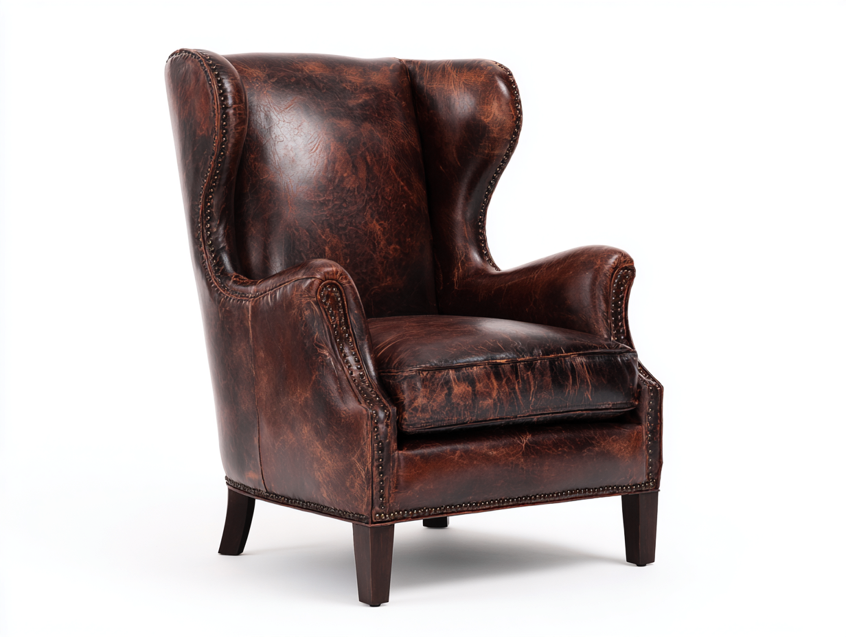 Ohrensessel Lederoptik 80x90x109 cm - Dunkelbraun - Klassisches Design für Wohnzimmer-Vitiospace