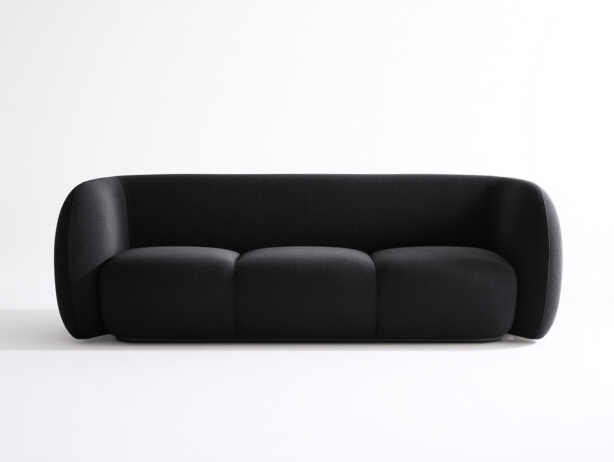 3 Sitzer Sofas 230x95x72 cm - Stoffbezug in Schwarz - modernes Sofa mit abgerundeten Armlehnen-Vitiospace