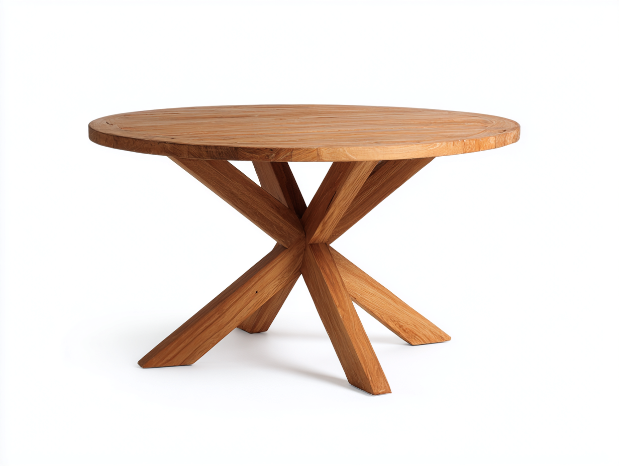 Gartentisch Massivholz Rund 130x130x75 cm - Naturholz - Modernes Design-Vitiospace