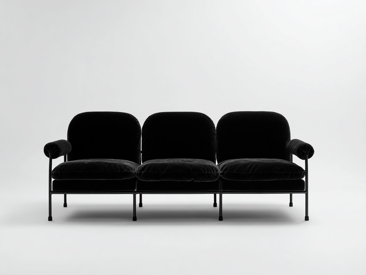 3 Sitzer Sofas Stoff 220x88x82 cm - Schwarz - Modernes Lounge Design-Vitiospace
