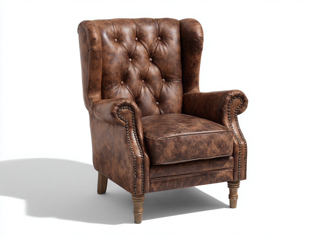 Ohrensessel Kunstleder 84x90x106 cm - Braun - Chesterfield Design-Vitiospace
