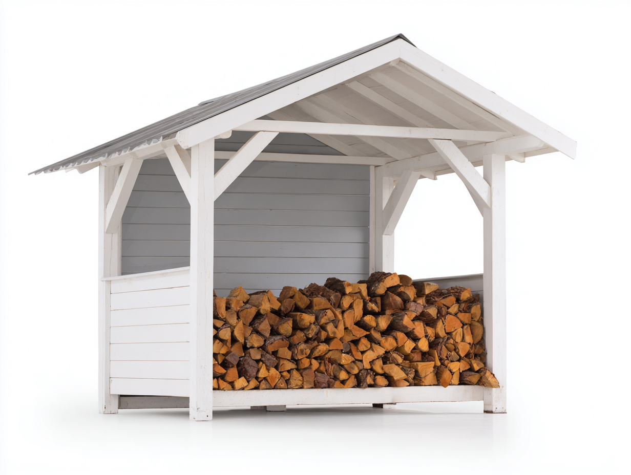 Kaminholzregal Holz 240x90x190 cm Weiß-Grau - überdachte Außenlagerung-Vitiospace