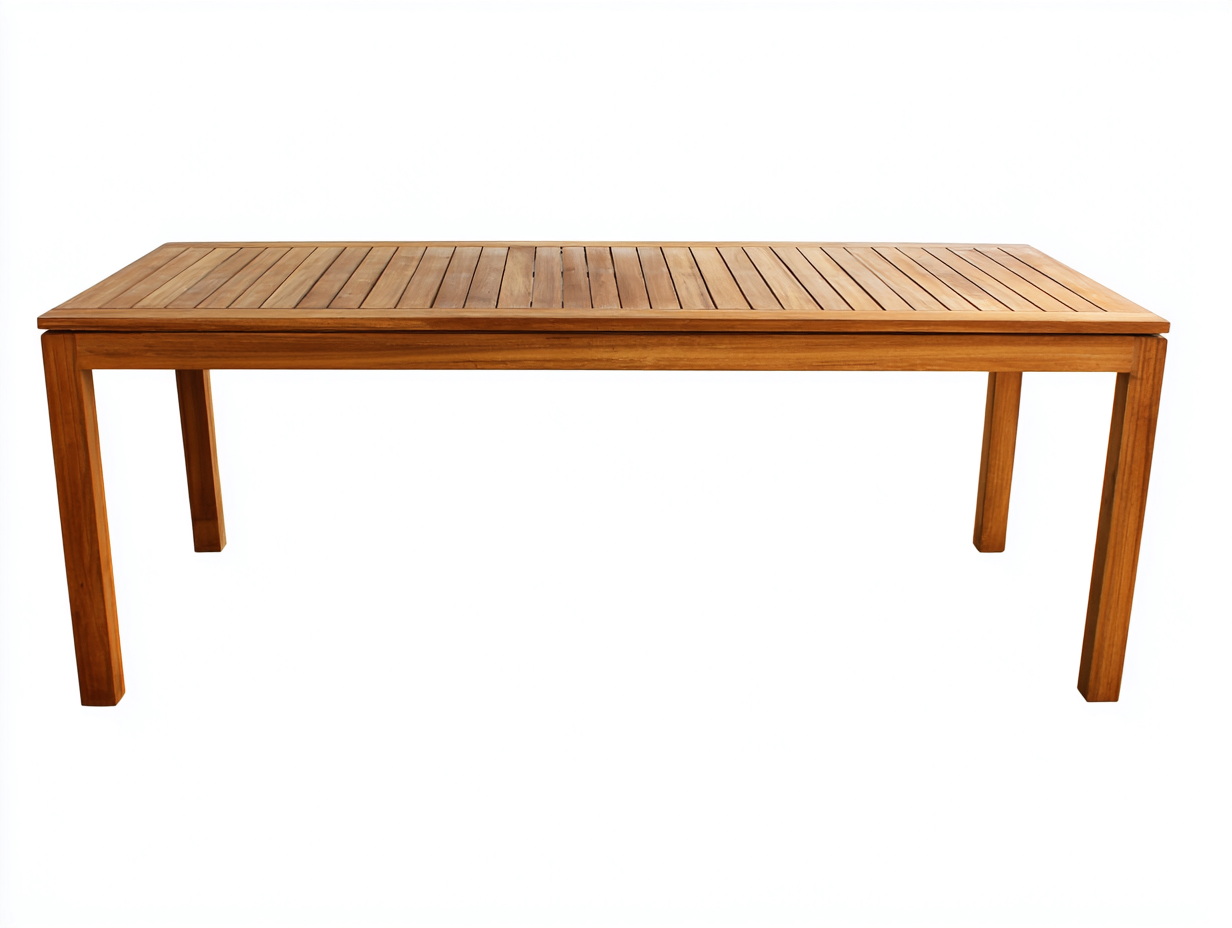 Gartentisch Holz 220x90x75 cm Natur - rechteckiges Outdoor Design-Vitiospace