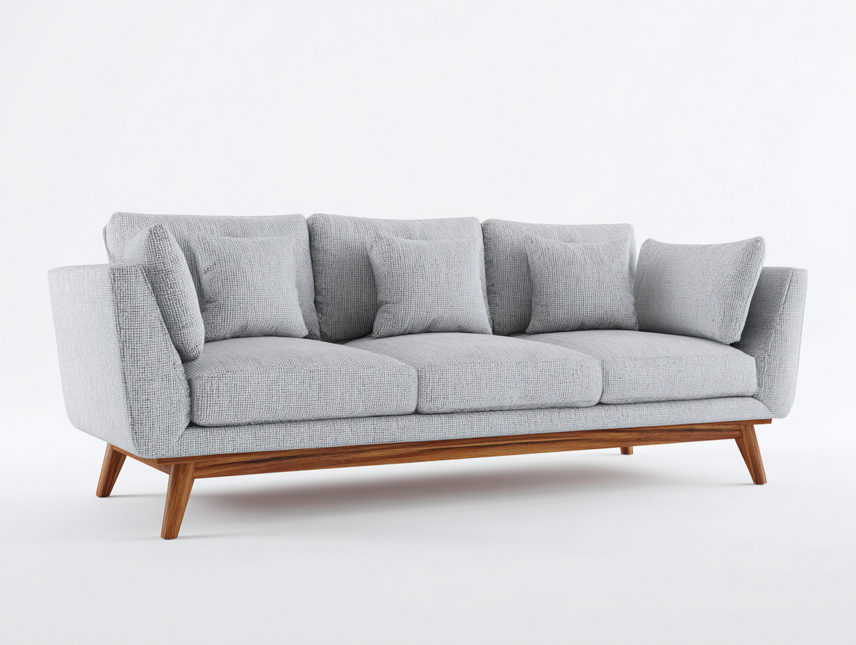 3 Sitzer Sofas Stoffbezug 218x86x84 cm - Hellgrau-Braun - Modernes Design-Vitiospace