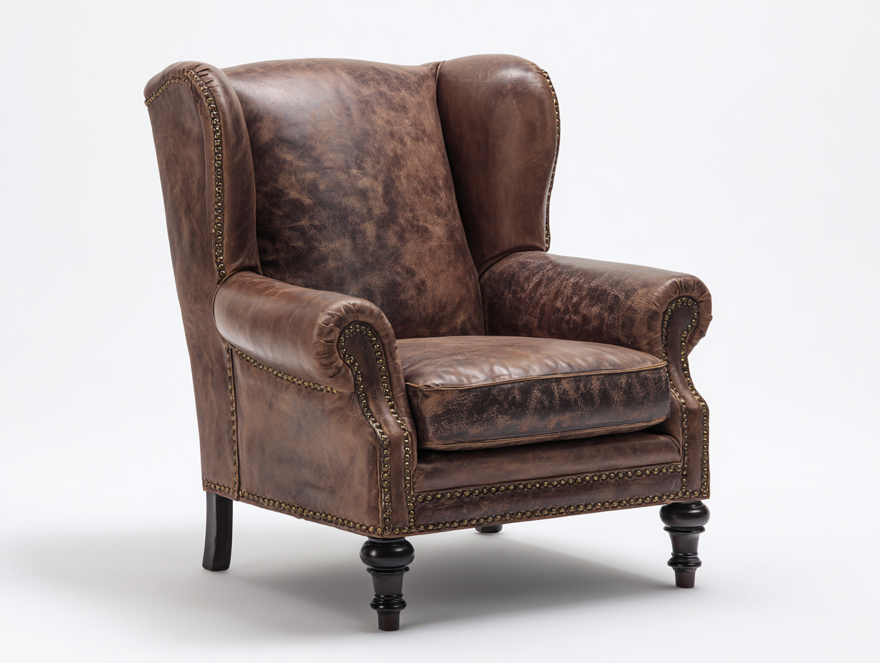 Ohrensessel Kunstleder 92x88x112 cm - Braun - klassischer Wohnzimmerstil-Vitiospace