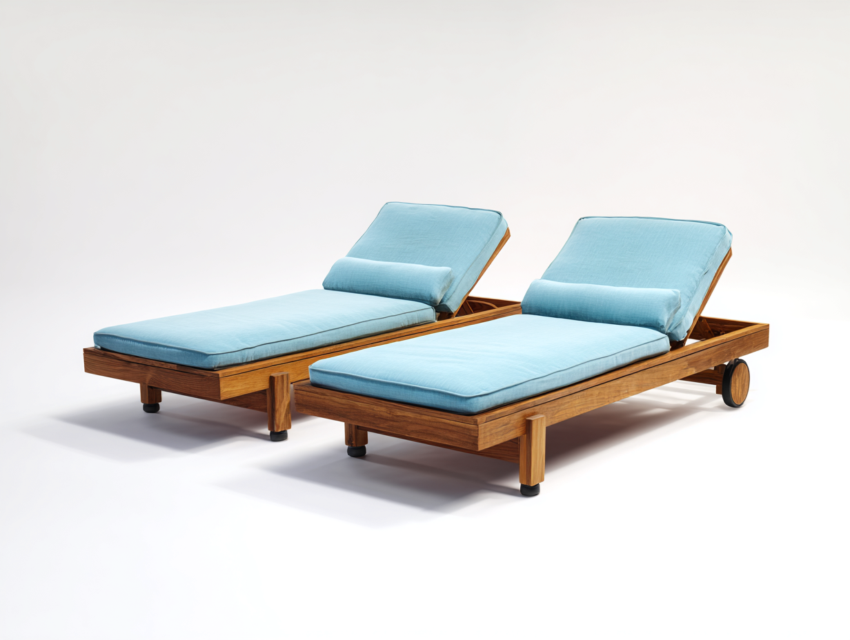 Gartenliege Holz 200x72x35 cm - Naturholz-Hellblau - Verstellbares Design für Garten-Coriaoloft