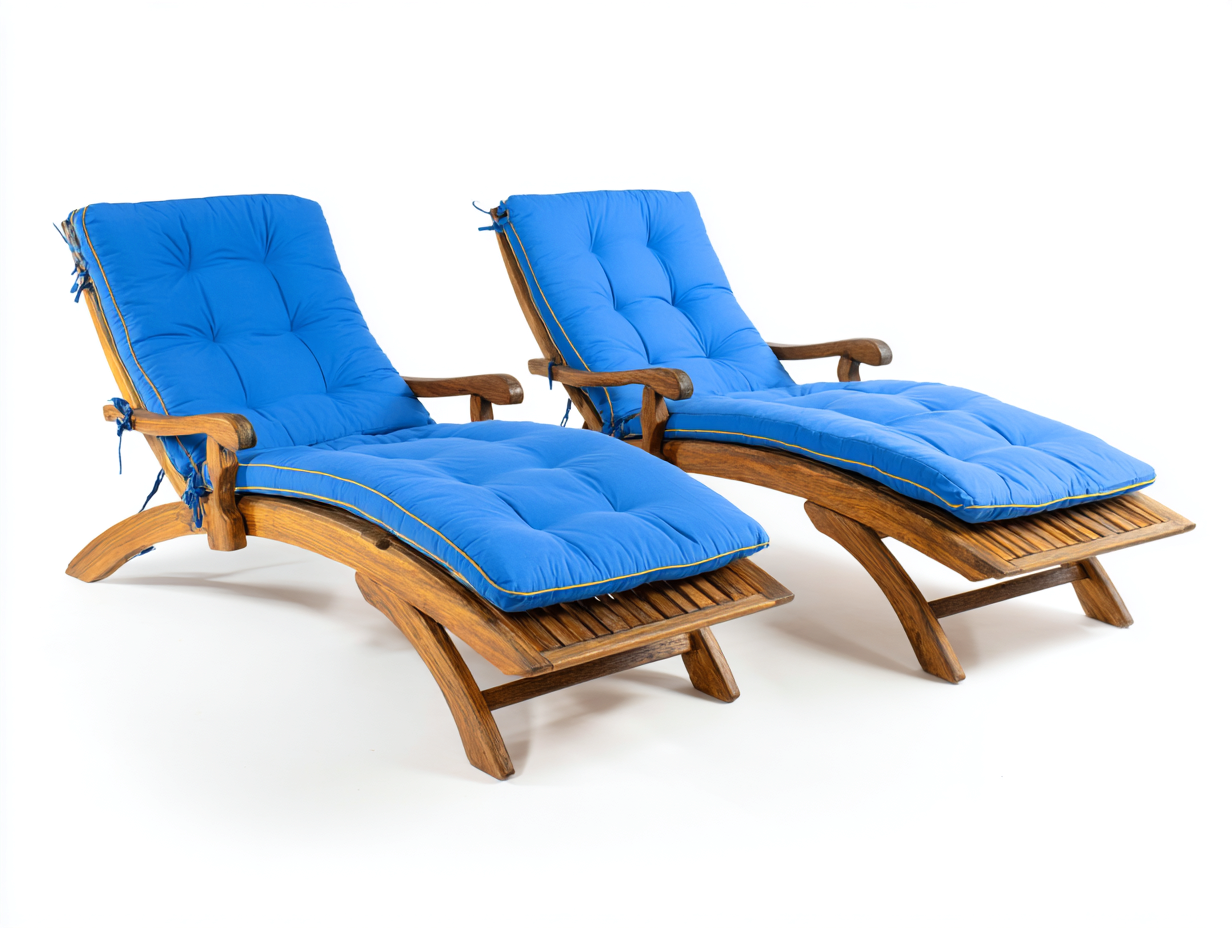 Gartenliege Holz 205x78x96 cm Natur-Blau - ergonomisches Outdoor Design-Coriaoloft