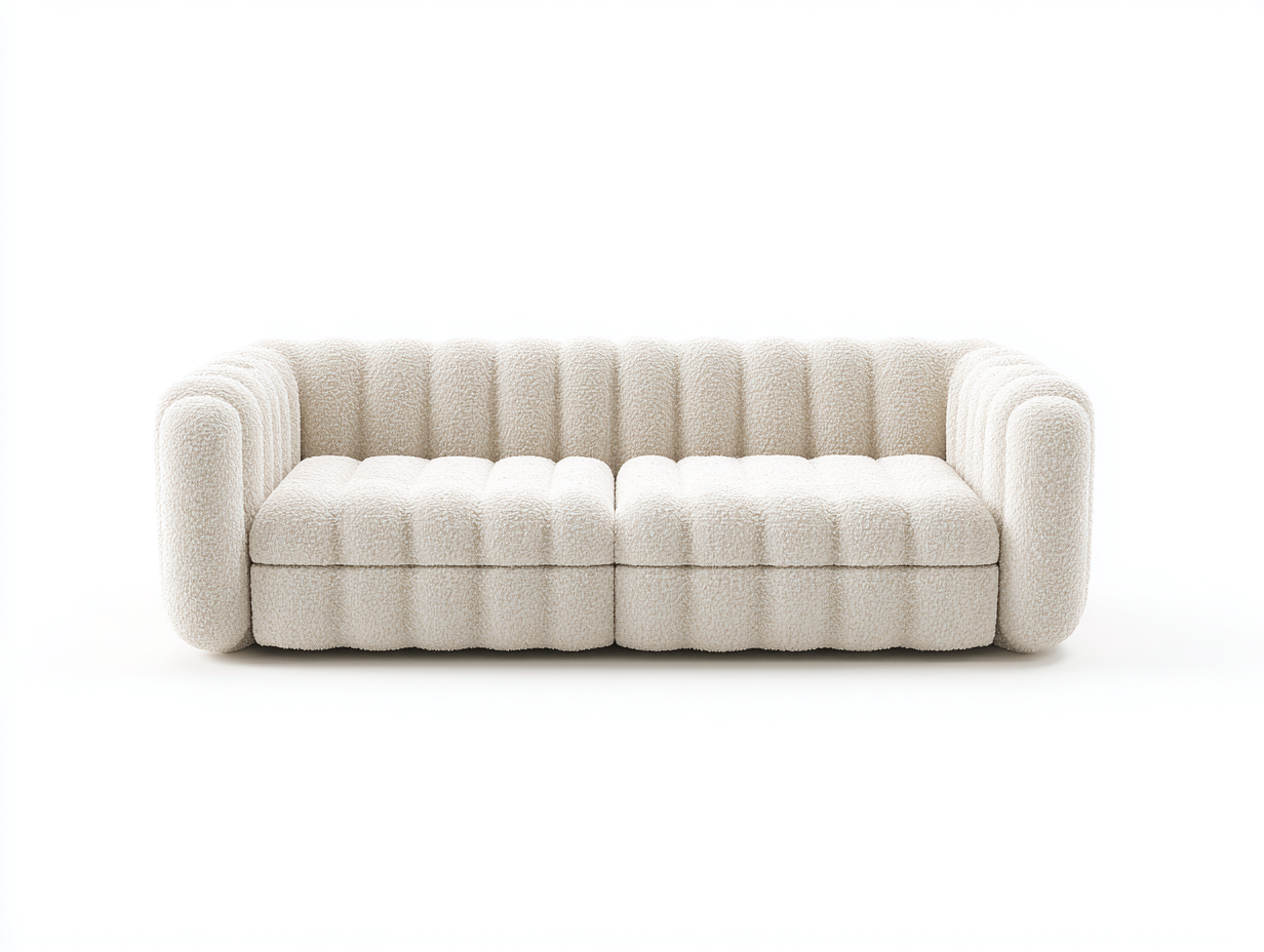 Zweisitzer Sofa Bouclé-Stoff 178x88x72 cm - Cremeweiß - Modernes Design für Wohnzimmer-Coriaoloft