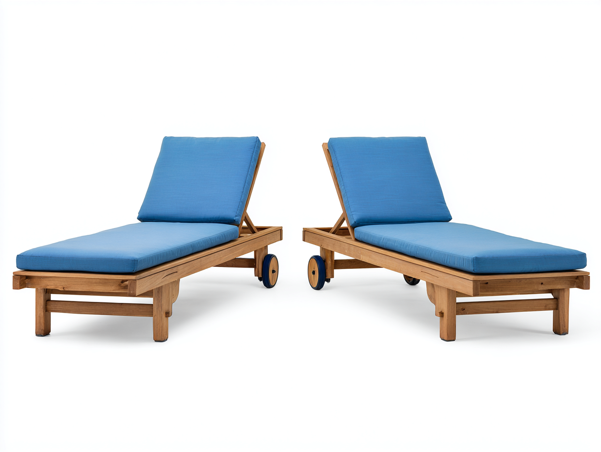 Gartenliege Holz 198x72x88 cm Natur-Blau - verstellbares Outdoor Design-Coriaoloft