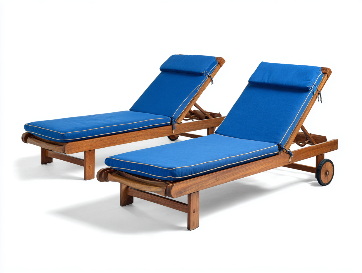 Gartenliege Holz 200x66x86 cm - Holzfarben-Blau - für Garten und Terrasse mit verstellbarer Rückenlehne-Coriaoloft