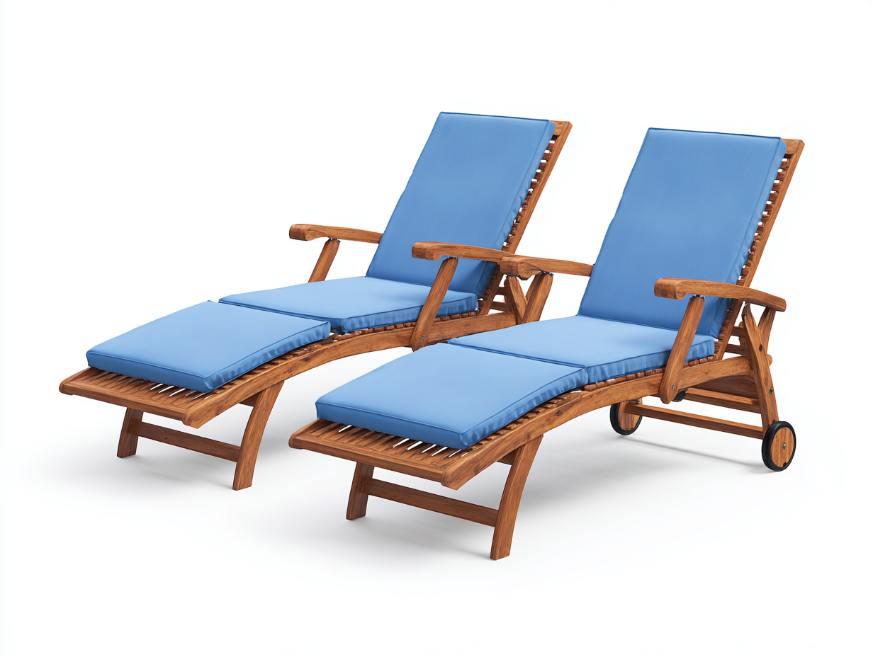 Gartenliege Holz 195x74x96 cm - Blau-Braun - Verstellbares Design-Coriaoloft