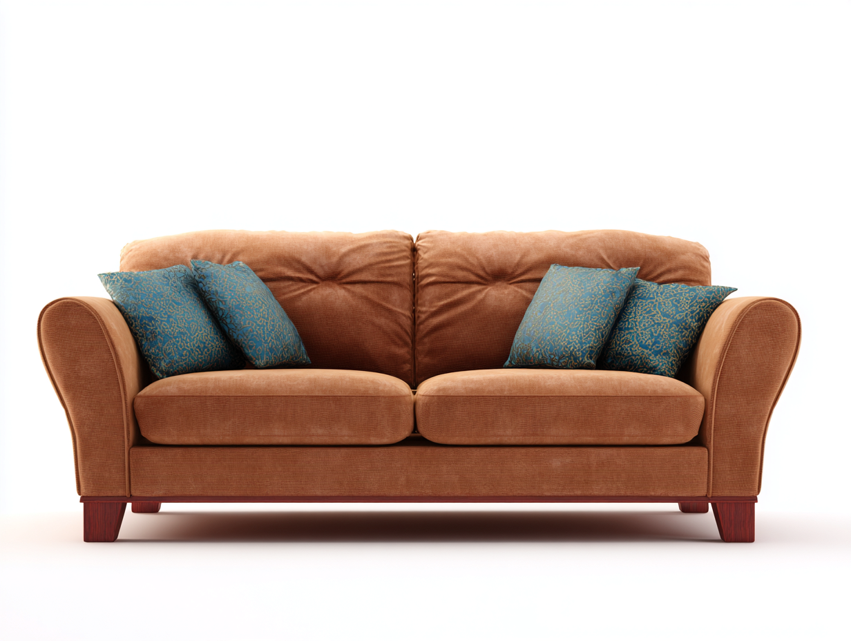 Zweisitzer Sofa Stoffbezug 185x92x88 cm - Braun-Blau - Klassisches Wohnzimmerdesign-Coriaoloft