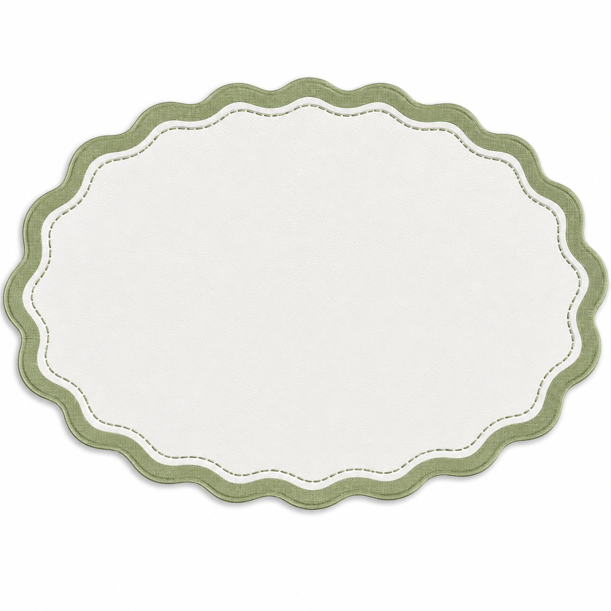 Tovaglietta Ovale Decorativa Verde Salvia/Avorio 45x30cm-havormika