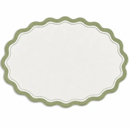 Tovaglietta Ovale Decorativa Verde Salvia/Avorio 45x30cm-havormika