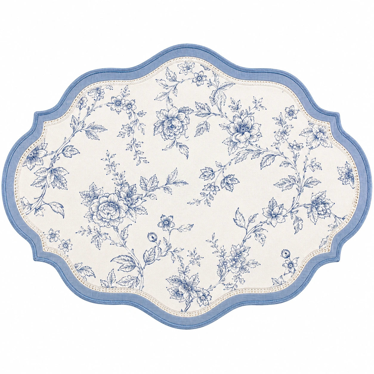 Tovaglietta Floreale Plastificata Bianco e Blu 38x28 cm-havormika