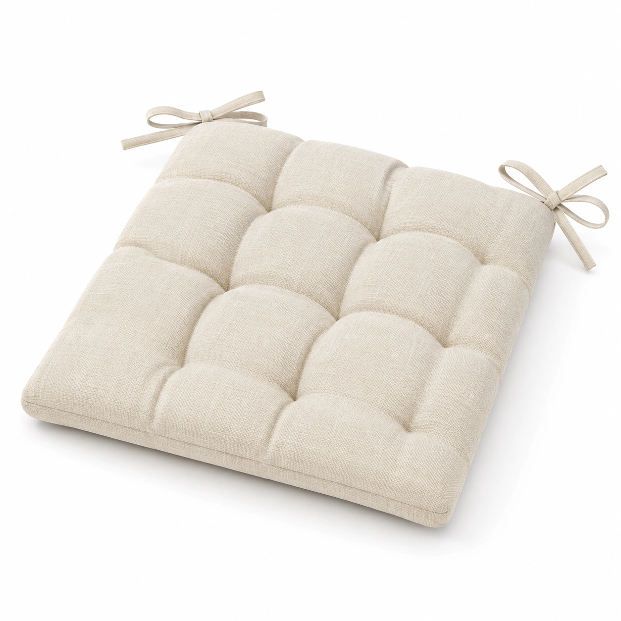Cuscino Quadrato Imbottito con Lacci Beige 40x40cm-havormika
