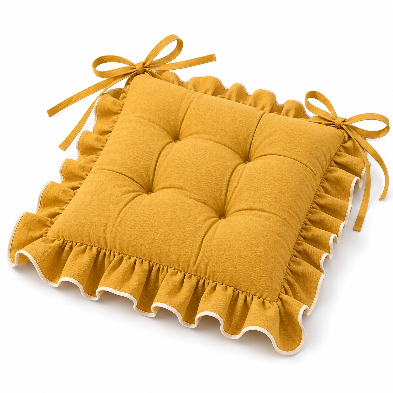 Cuscino Sedia Quadrato con Volant 40x40cm Giallo Senape-havormika