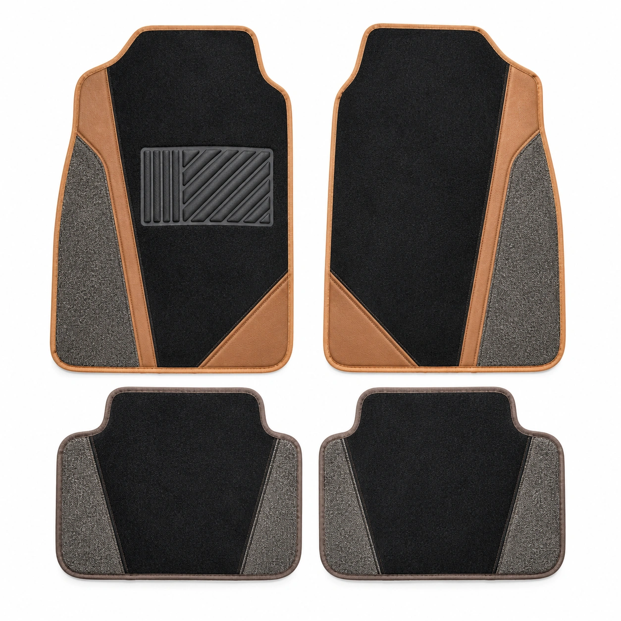 Set Tappetini Auto Universali Nero con Motivo Floreale - 4 Pezzi-havormika